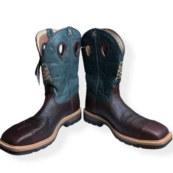 Twisted X 12" Steel Toe Lite Western Work Boots Blue Cognac Men's Size 10.5 D - Picture 11 of 16